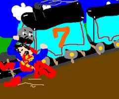 superman stops a train