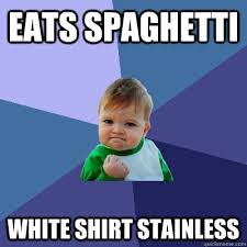 eats spaghetti