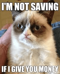 Grumpy Cat Saving Money